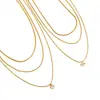 Colar Jieding em Aço Titânio Levemente Luxuoso Pequeno Várias Camadas Empilhável Corrente para Clavícula Outono e Inverno Corrente para Suéter Cruz de Aço Inoxidável Ornamentos Transfronteiriços Mulheres