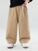 Valle del Viento 2026 Otoño Nuevo Estilo Coreano Gama Alta Pantalones Casuales de Algodón de Color Sólido para Niños Ajuste Holgado Pantalones de Pierna Curva para Niños