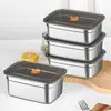 Caixa para Conservar Alimentos Frescos, Marmita Retangular de Aço Inoxidável de Alta Qualidade, Micro-ondas, Aquecível, Caixa Selada, Marmita de Grande Capacidade