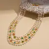 Cadena para Suéter Geométrica Multicapa de Perlas de Imitación de Vidrio con Cuentas Estilo Retro Europeo y Americano Moda de Palacio Niche de Gama Alta