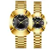 Reloj de Cuarzo para Pareja Marca Chenxi, Dorado con Diamantes, Acero Inoxidable Resistente al Agua con Calendario, Reloj de Pulsera para Hombre y Mujer, Transfronterizo