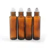 Disponível para Atacado Frascos Dispenser Cosméticos 10ml Âmbar Marrom Azul Fosco Esfera de Aço Rolha Roller Frascos de Vidro Roller