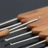 Ganchillo de Mango de Bambú Cabeza Redonda Juego de Ganchillos de Bambú Carbonizado Herramientas de Tejer Lana Hechas a Mano Bricolaje Aguja para Suéter Perforación de Rastas