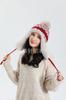 Novo Chapéu Jacquard Tricotado Inverno Pom Pom Grande Forrado em Lã Quente Espesso Chapéu de Orelha Chapéu Lei Feng Chapéu de Lã de Orelha