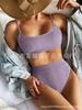 Glory Swimwear Comercio Exterior Nuevo Bikini Sexy Tela de Ola Color Sólido Traje de Baño Dividido para Mujeres 2023bikini