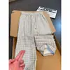 Pantalones Casuales de Houndstooth Retro Americano para Hombre Otoño Caída Sueltos Rectos Pantalones Casuales a Cuadros Deportivos Largos