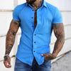 Camisas de Manga Corta para Hombre de Comercio Exterior Transfronterizo Verano Casual Color Puro Tendencia Juvenil Deportes Delgadas Camisas para Hombre