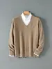 Amazon Otoño/Invierno Suéter de Punto Casual para Hombre con Cuello en V 100% Lana Pura