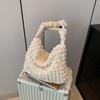 Estilo coreano Moda Simples Textive Commuter Plissado Bolsa Feminina 2024 Ombro Axila Bolsa Portátil Balde Bolsa Moderna