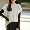 Nuevo Chaleco de Lana 100% sin Mangas Otoño/Invierno para Mujer con Dobladillo Enrollado, Suéter de Punto Elegante Estilo Chal