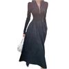 Vestido de punto de manga larga negro estilo Hepburn francés para mujer Otoño e Invierno 2024 Primavera Nuevo vestido largo de alta gama