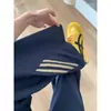 Pantalones Deportivos Rayados Estilo Americano Talla Grande 150kg para Mujer, Delgados de Primavera y Verano, Cintura Alta Versátiles, Holgados, de Secado Rápido, tipo Cargo