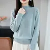 Suéter de punto de cuello alto, transfronterizo, dobladillo semienrollado, listo para usar, color liso, estilo nuevo, capa base, otoño/invierno 2026, de manga larga, para mujer, diseño hueco premium