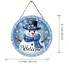 Bem-vindo Boneco de Neve de Inverno Placa Azul para Porta Pendente de Porta de Madeira Decorações de Natal Decoração de Parede Decoração de Casa