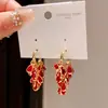 Pendientes de Gota de Agua de Cristal Bañados en Oro Real de 18 Quilates Estilo Lujo Ligero Pendientes Retro Exquisitos de Nicho Pendientes Elegantes de Alta Gama para Mujer