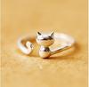 Anillo de apertura de loto japonés coreano bañado en plata 925 hecho a mano con flor simple y fresca, pulsera de plata lisa para mujer