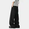 Calça de Seda Gelada Cor de Damasco Estilo Americano com Cordão para Homens e Mulheres, Verão Fina Novo Estilo Solta Reta de Perna Larga com Efeito de Caimento, Calça Casual