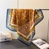 Pañuelo de Seda con Estampado de Flores Silvestres Verdes Bufanda Cuadrada Chal de Alta Calidad Pañuelo Pequeño Cuadrado Versátil para el Cuello Bufanda para Mujer