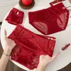 Pantis de Malla de Encaje Rojo para Mujer, Sexy Diseño Hueco, Adecuados para Año Nuevo, Boda, Navidad y San Valentín