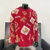 Suéter Festivo de Pareja Rojo de Moda con el Personaje'' para Invierno, Suéter de Punto Cómodo de Alta Gama para Hombre con Mangas Largas