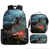 Mochila Escolar de Jurassic World Transfronteriza Mochila Escolar de Dinosaurio Set de Tres Piezas Mochila de Gran Capacidad Mochila Escolar de Dibujos Animados Estuche para Lápices