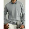[Lana Modal] Suéter de Punto Falso de Dos Piezas con Cuello de Camisa Invierno Espesado Cálido Capa Base Top para Hombre