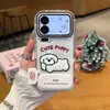 Filhote de Ponto de Tinta Adequado para Apple 17 Fio de Pena Creme Capa de Celular Iphone16Promax Desenho Animado 15/14 Peças