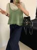 Camisola de malha de renda redutora de idade estilo coreano feminina 2024 outono e inverno empilhado solto sem mangas suéter colete