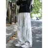 Calça casual tie-dye estilo americano de seda gelada para homens, marca moderna de verão, calça longa ampla e fluida, calça reta fina e solta para homens