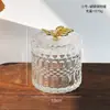 Tarro de Almacenamiento de Vidrio Repujado Francés Ins Retro Adorno de Decoración de Escritorio Tarro para Bastoncillos de Algodón de Maquillaje con Tapa Caja de Almacenamiento