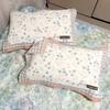 Fundas de Almohada de Algodón Puro Estilo Nuevo, un Par de Fundas de Almohada para Pareja del Hogar Hechas de Gasa, Algodón Simple, No Sueltan Pelusa, con Lazos, Engrosadas