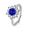 Moda europeia e americana elegante anel de floco de neve girassol elegante floco de neve diamante completo zircônia colorida anel em forma de flor