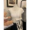 ¡Ni menos! Camisa de Mujer Pure Spice Girl con Cuello Abotonado Manga Corta Ajustada Slim-fit de Cintura Alta