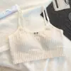 Roupa íntima de algodão com laço, estampa floral azul, camisola doce e versátil para meninas, com bojos embutidos, regata pequena estilo estudante