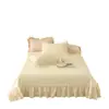 2026 Novo Estilo Princesa Coreana Classe A Colcha Acolchoada 100% Algodão com Acabamento em Renda, Cor Sólida, Capa Simples para Colchão Tatami