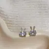 Pendientes de Plata de Ley S925 Año del Conejo Pendientes de Zirconia Microincrustada Pendientes Coreanos Dulces Lindos Frescos Versátiles para Mujer