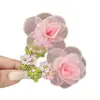 Pin de Flor de Malla Bordada Floral para Niñas Flor de Cabello Rosa Dulce Pin de Flequillo Estilo Pastoral Pin BB Lateral Pasador Accesorio para el Cabello