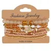 Pulseiras Boêmias Multicamadas de Contas Transfronteiriças, Pulseiras Feitas à Mão de Contas de Arroz, Pulseiras Ecológicas Europeias e Americanas, Conjunto Combinado de 8 Peças