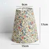 Pantalla de Lino Plisado Pastoral Floral Retro para Lámpara de Piso Colgante de Mesita de Noche de Dormitorio Hotel Accesorios