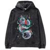 Sudadera con Capucha Oversize Lavada Vintage Estampado Vintage Retro de Dibujos Animados Japoneses