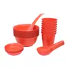 Tazón Desechable y Palillos Taza Tres Piezas Banquete de Año Nuevo Banquete de Bodas Vajilla de Cáscara de Arroz Tazón Desechable Tazón Rojo de Boda