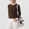 Dropshipping Camiseta de Manga Larga Deportiva Ajustada de Color Contrastante sin Costuras de una Pieza Falsa de Dos Piezas Cuello Redondo de Tencel Ropa de Fitness Yoga