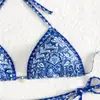 Aliexpress 2026 Nuevo Traje de Baño Bikini Sexy de Moda con Estampado, de Tirantes Halter con Cordones para Mujer, Taza Triangular