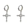 Pendientes de Cruz de Zirconia de Gama Alta Retro Franceses, Personalizados de Lujo Ligero Moda Diseño Simple Pendientes Súper Brillantes Venta al por Mayor