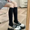 Meias meias de alta coxa pretas meias de joelho brancas meias finas para primavera e verão panturrilha feminina meias 3/4 brancas jk