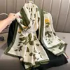 Lenço de Novo Estilo para Mulheres, Primavera e Outono, Lenço Longo de Seda para Combinar com Casaco, Lenço Longo de Cetim, Xale com uma Vibe Coreana