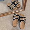 Chinelos Retro com Solado Grosso para Uso Externo de Verão Feminino 2025 Novos Sapatos Birkenstock Super Populares com Saia Sandálias de Praia
