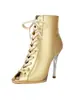 Cuero Genuino Zapatos de Tacón Alto para Jazz Moderno Zapatos de Tacón Transparentes Tacón de Aguja Sexy Tacón de Cristal Peep-Toe Botines Cortos Transfronterizos
