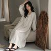 Camisón para Mujer con Almohadilla en el Pecho para Primavera y Otoño de una Pieza Suave Algodón Nube Manga Larga Vestido Largo para Mujer Pijama Ropa de Casa para Mujer