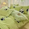 Conjunto de quatro peças em veludo bolha de alta gramatura com estampa, conjunto de três peças em veludo bolha de desenho animado fresco e fofo, roupa de cama Nantong